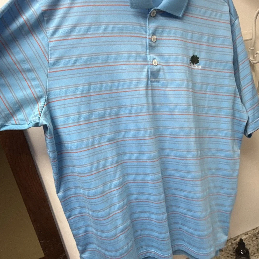 adidas ClimaCool Men's XL Blue Striped Short Sleeve Golf Polo, Breathable